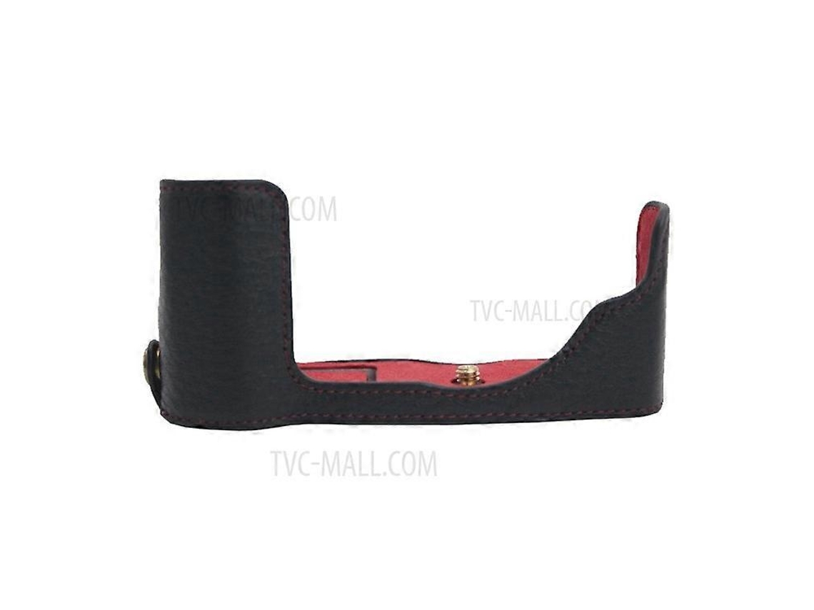 Funda inferior de cuero genuino para cámara, media cubierta protectora con ranura para batería, compatible con Olympus Pen E P7/EP7 Facpoet