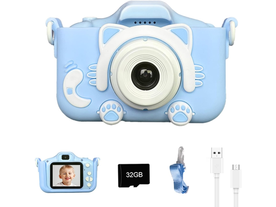 Cámara Para Niños 32g 1080p Hd Cámara De Video Digital Juguete Para Niños Niñas Azul Gertiz