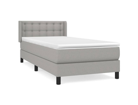 vidaXL Cama con somier y colchón 90x190 cm tela gris claro