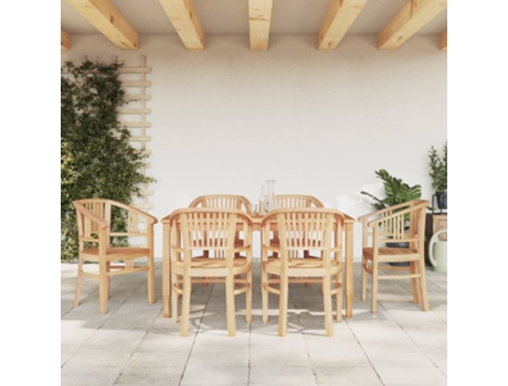 Conjunto 7 Juego De Comedor De Jardín VIDAXL Marrón Madera