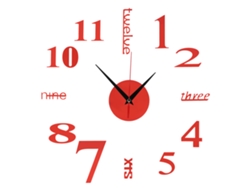 Pegatina de reloj digital moderno Baok-Modern DIY para decoración del hogar, sala de estar y oficina, color rojo.