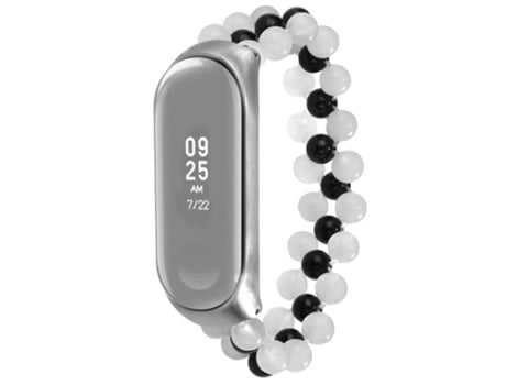 Correa de cuentas trenzadas cuentas de jade para Xiaomi Mi Band 5/Mi Band 6 - blanco/negro