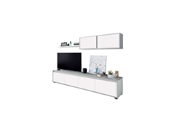 Salón Alida Blanco Artik (Blanco Mate) - Gris Cemento 200 x 43 x 40,7 cm