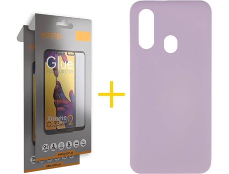 Carcasa + 2 Protectores de Pantalla Samsung A20e ACCETEL Full Morado