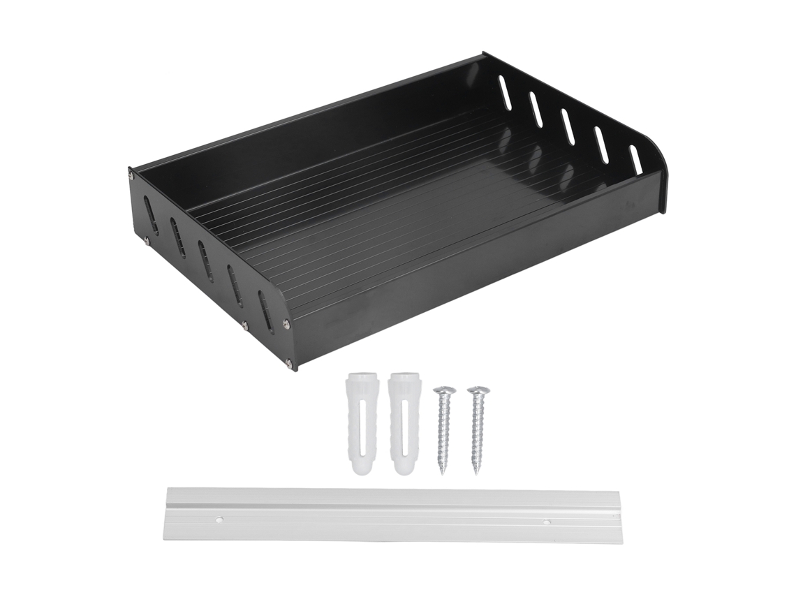 Estante Para Especias De Pared Grande Y Espacioso, De Color Negro, Con Barandilla De Tres Lados, Diseño Elegante, 30 X 20 Cm.