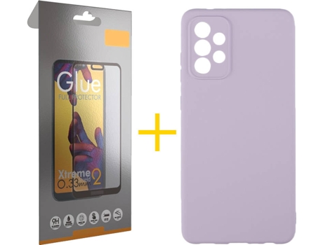 Carcasa y Protector de Pantalla de Vidrio Full Samsung A72 5G SKYHE Silicona Líquida Morado