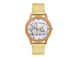 Reloj De Pulsera Unisex De Moda Con Correa De Silicona, Esfera De Elefante, Dorado.