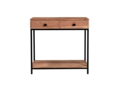 Mesa Consola de Acacia Y Metal Con 2 Cajones 80 Cm Axelle MILIBOO
