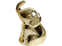 Pequeña Figura De Elefante De Cerámica Dorada, Decoración Para El Hogar, La Oficina Y La Sala De Estar.