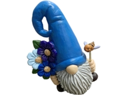 Gnomo De Jardín Con Sombrero Azul, Hecho De Resina. Decoración A La Intemperie Para Exteriores Y Patios. Figura De