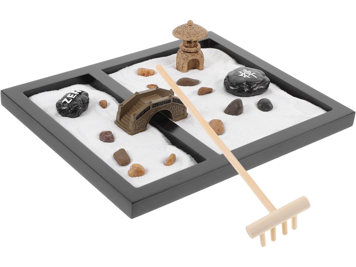 Jardín Zen En Miniatura Con Arena Y Piedras Artificiales
