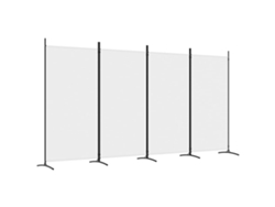 Biombo separador de ambientes, 4 paneles, 346 x 180 cm, tela blanca y planchado, Dec030841