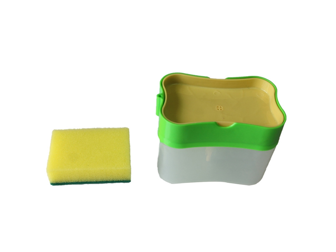 Dispensador De Jabón A Presión De Abs Con Estante Para Esponja Para Cocina - Verde