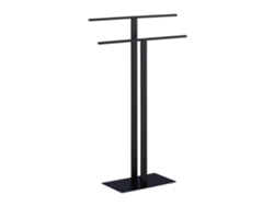 Relaxdays Toallero De Pie Con 2 Barras Autónomo, Para Baño, De Hierro, Portatoallas Doble, 82 X 50 X 19 Cm, Negro