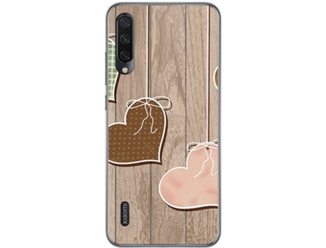 Carcasa Xiaomi Mi A3 TUMUNDOSMARTPHONE Corazones Madera Multicolor