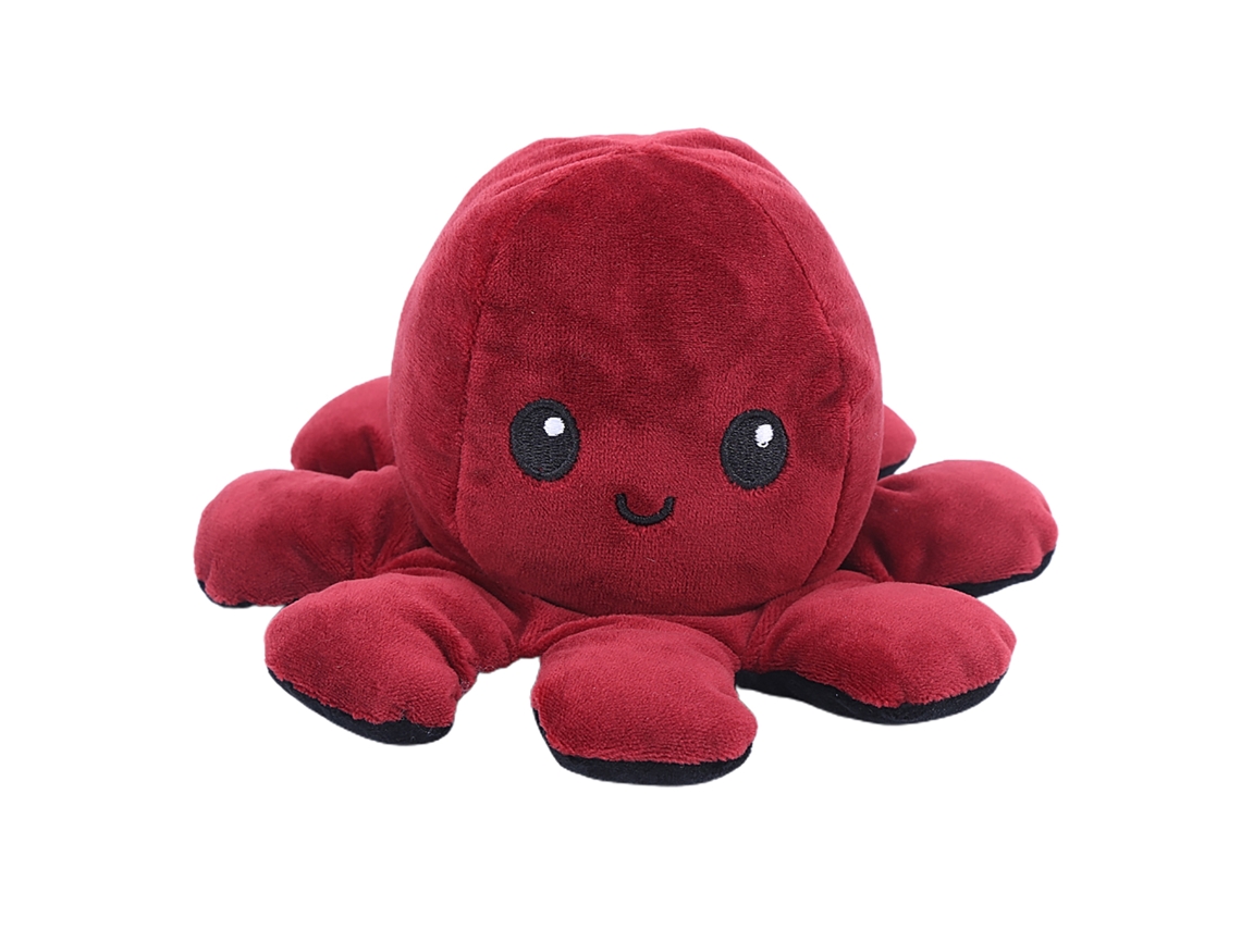 2026-muñeco De Peluche De Pulpo Reversible De Doble Cara Flip Animal Juguete Lovely Bebé Rojo Jujube Oscuro