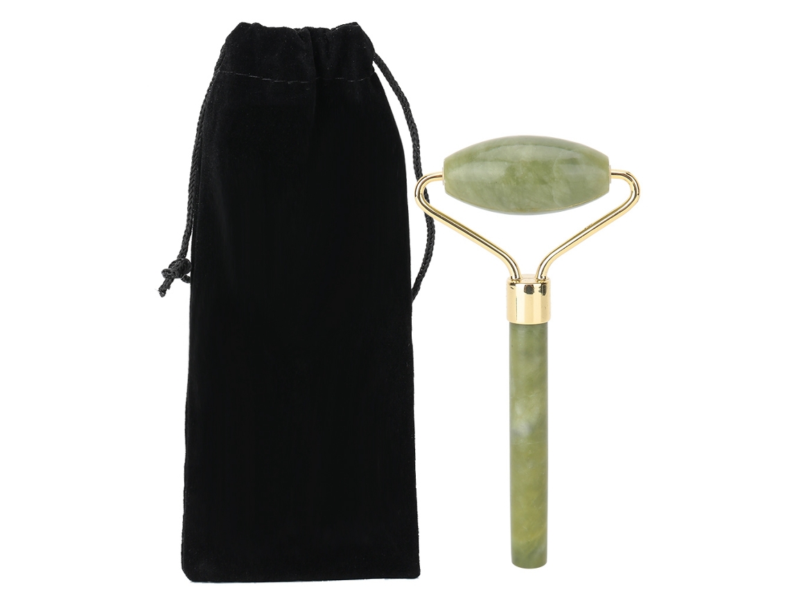 Rodillo de masaje facial de jade natural para combatir la caída del cabello y el envejecimiento