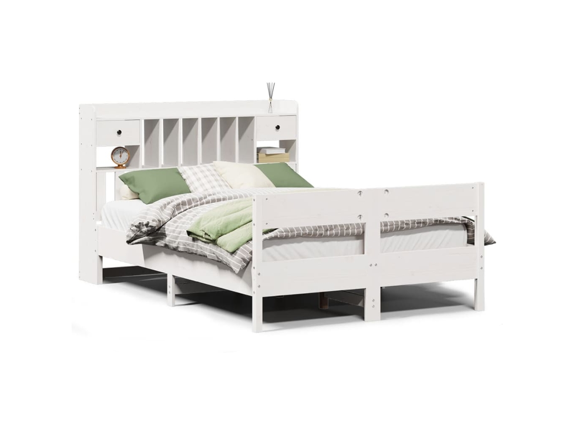 Maison Exclusive - Cama Con Estantería Sin Colchón Madera Maciza Blanca 150x200 Cm