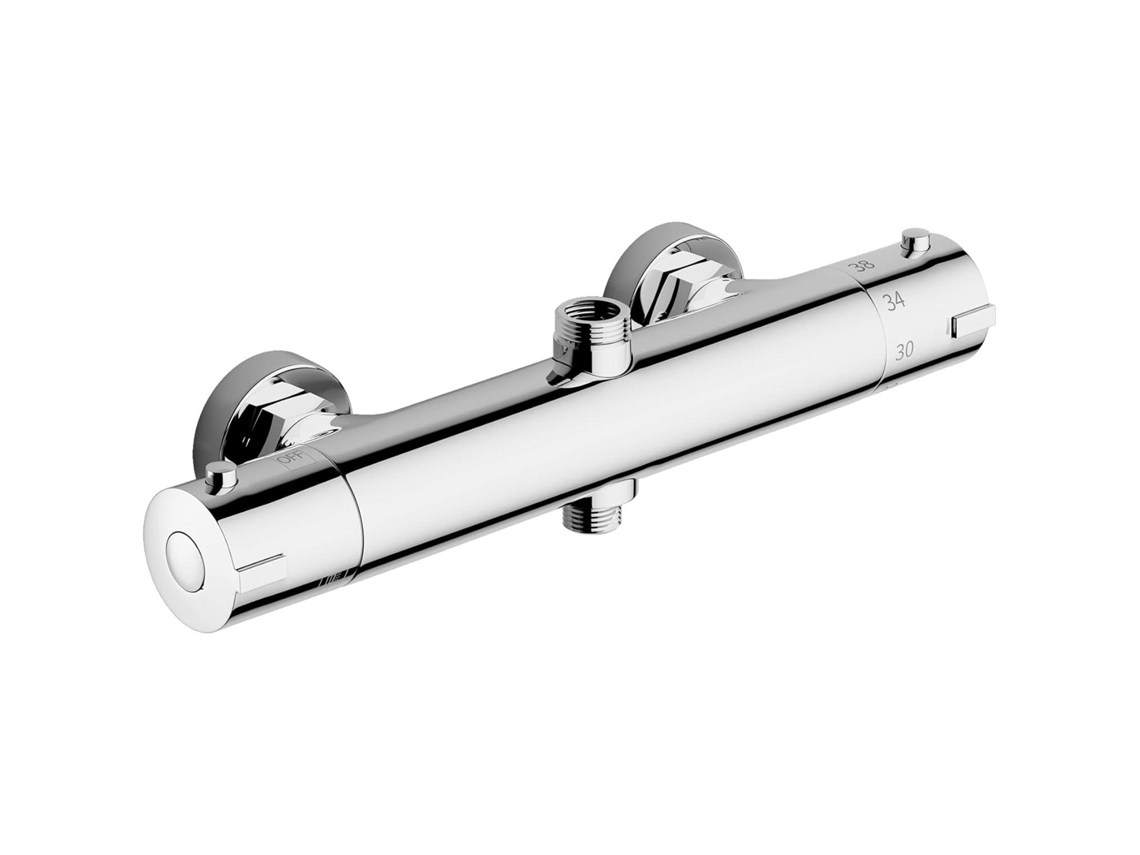 Grifo termostático redondo para ducha de acero inoxidable, caño superior de 26,4 mm y caño inferior de 21 mm. Mdug