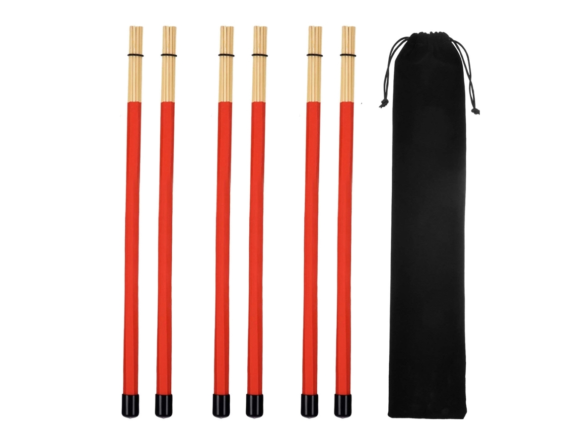 Juego De 3 Pares De Baquetas De Bambú Para Jazz Con 19 Paquetes Y Bolsa De Terciopelo.