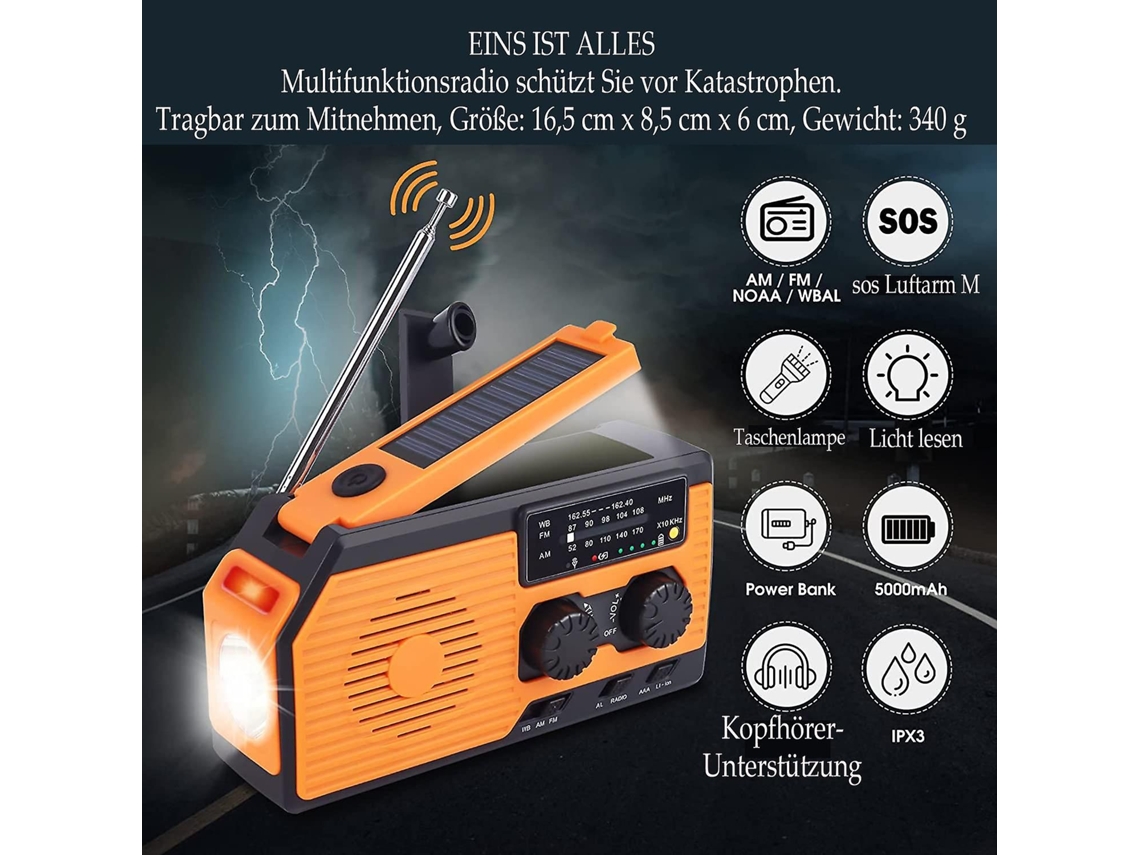 Radio De Manivela Con Batería De Emergencia