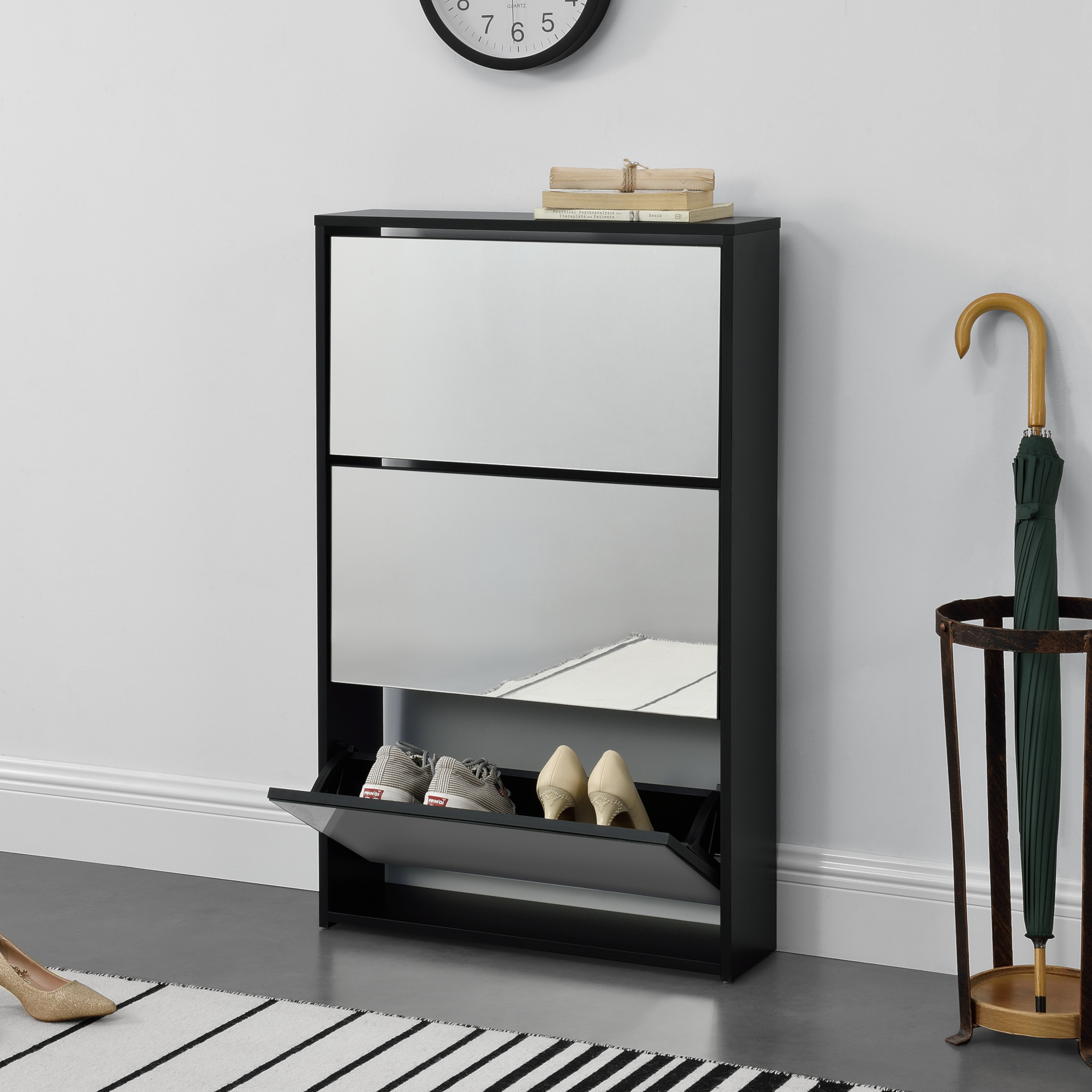Zapatero [EN.CASA] Negro (Tablero de fibra de madera - 103 x 63 x 17 cm)