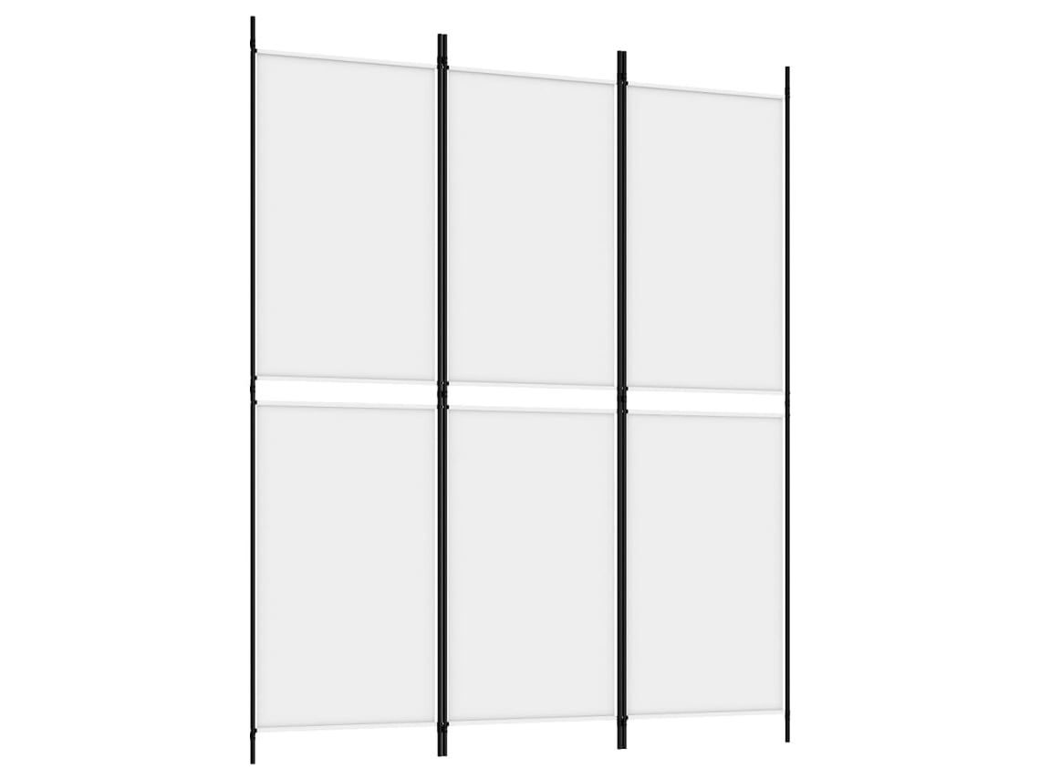 Biombo divisor de ambientes, 3 paneles, 150 x 180 cm, tela blanca y planchado, Dec030739