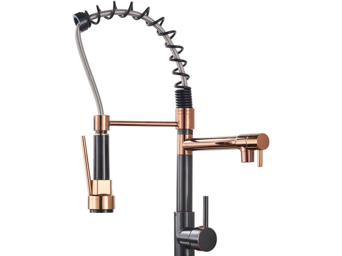 Grifo De Cocina De 360° Con Resorte De Doble Salida, Caños Giratorios Y Ducha.