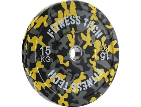 Disco de Musculación FITNESS TECH Camuflaje Amarillo (15 kg)