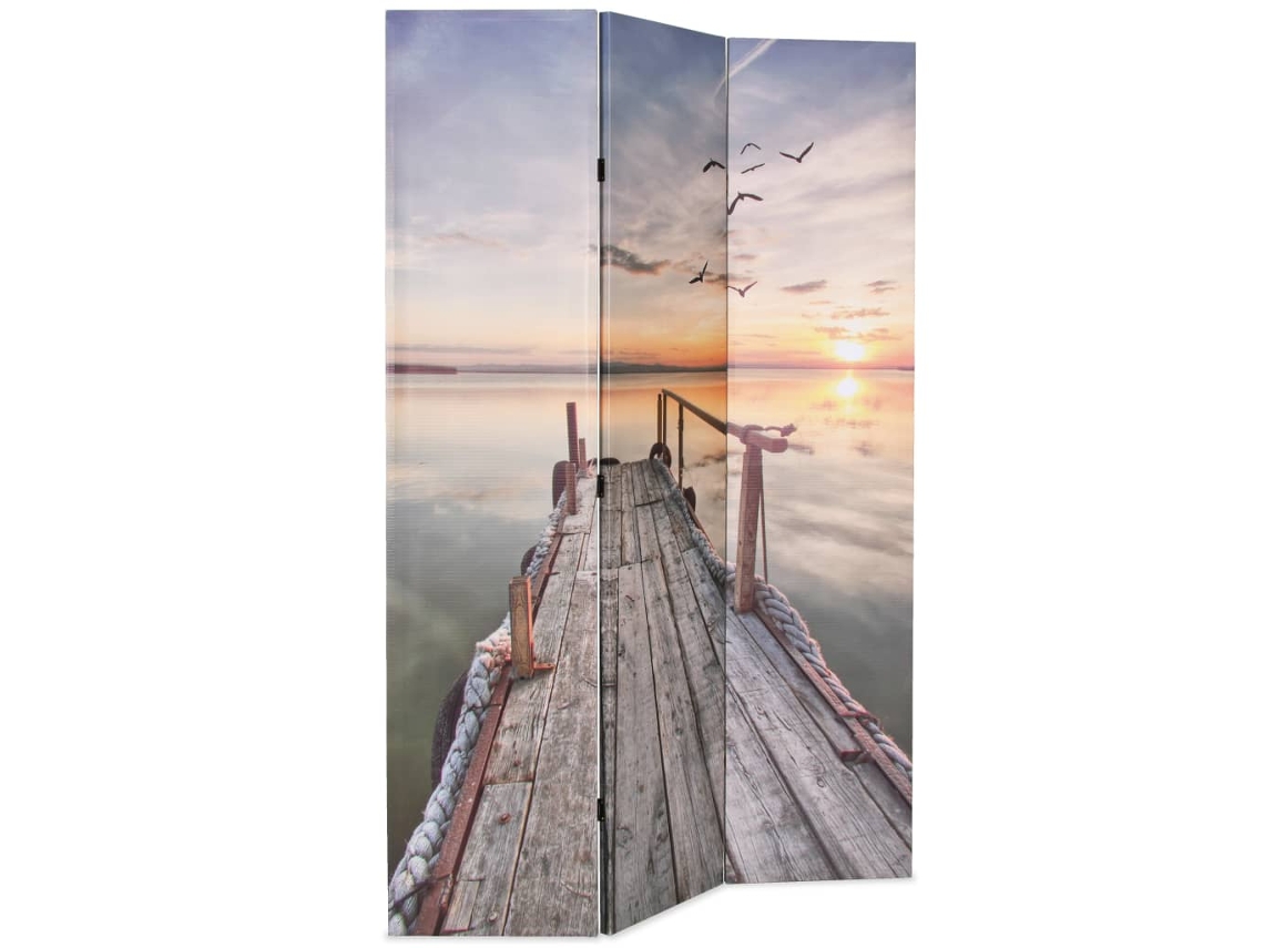 Biombo plegable | Separador de ambientes | Separador de espacios con estampado de lago 120x170 cm