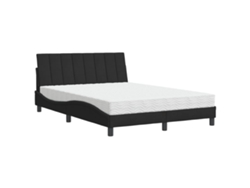 Maison Exclusive - Cama Con Colchón Hanko Terciopelo Negro 140x190 Cm