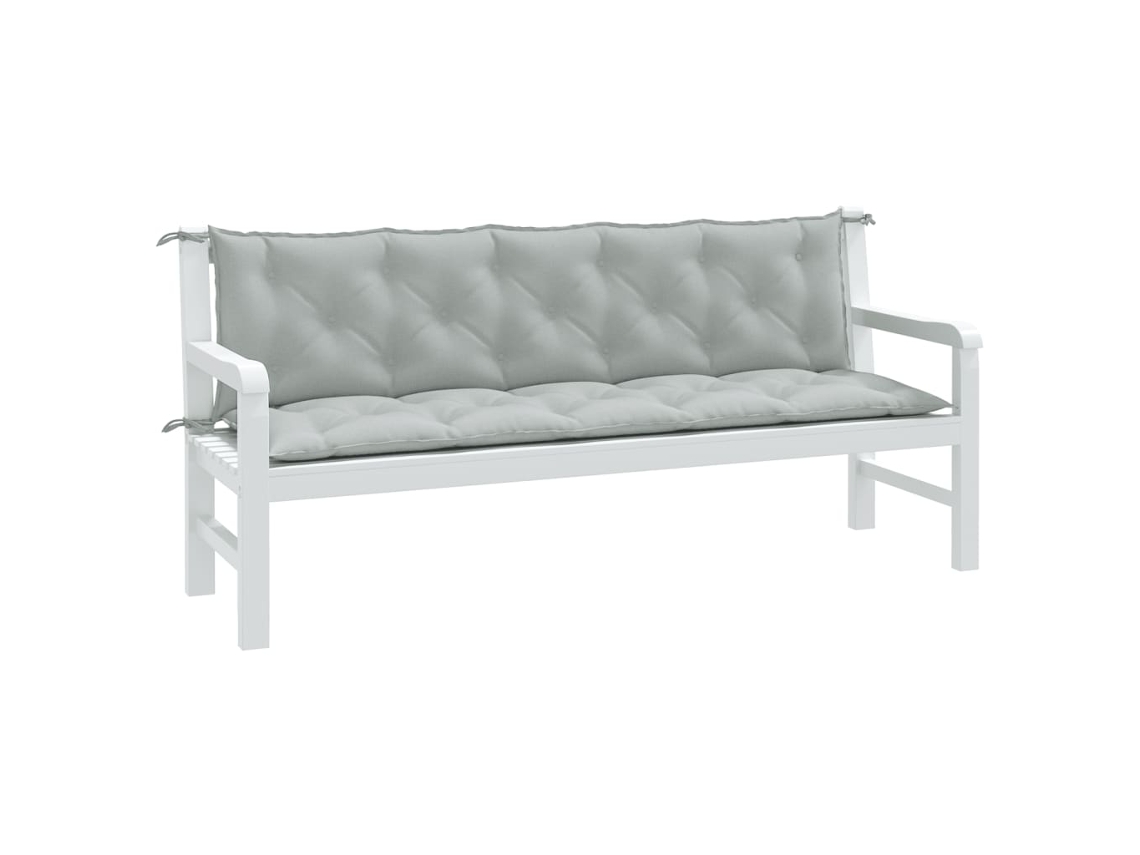 Cojines Banco Jardín 2 Uds Tela Gris Claro Melange 180x50x7 Cm