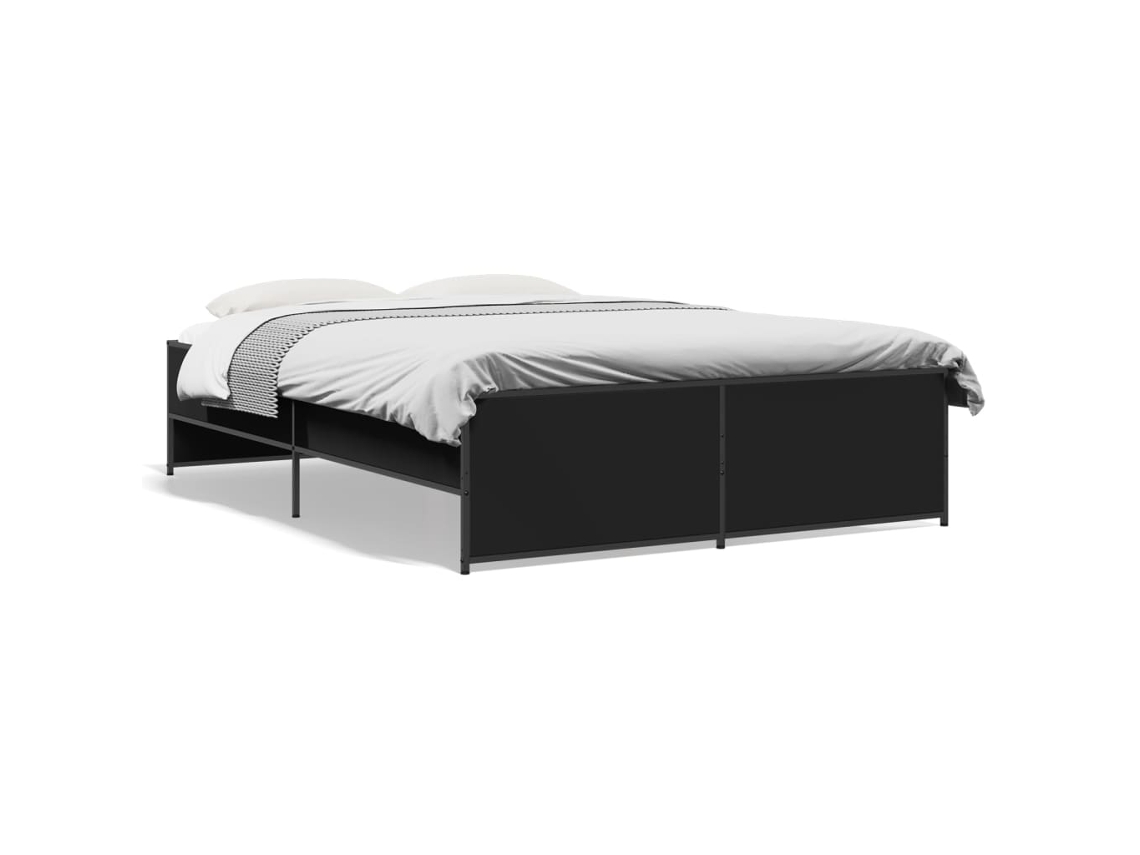 Maison Exclusive - Estructura De Cama Madera De Ingeniería Y Metal Negro 120x190cm