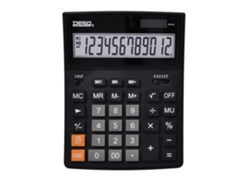 Calculadora de oficina Desq 30444 | Pantalla de 12 dígitos | Extra grande | Memoria dual | Mu Black (r)