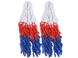 2 redes trenzadas tricolores para aros de baloncesto para niños con aro de malla para entrenamiento deportivo al aire libre.