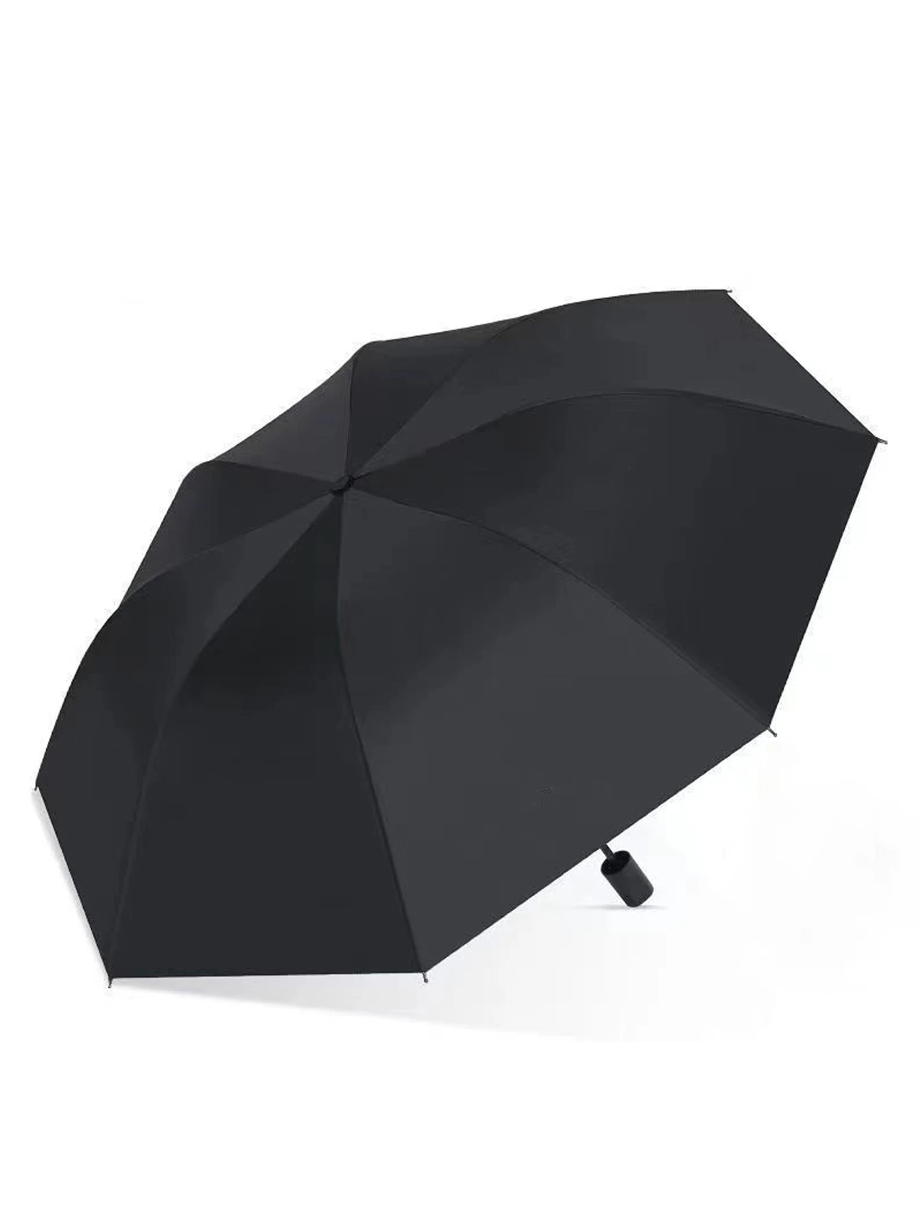 Paraguas Manual De Goma (negro), Grueso Y Duradero, Con 8 Varillas, Resistente A Los Rayos Uv Y Plegable.