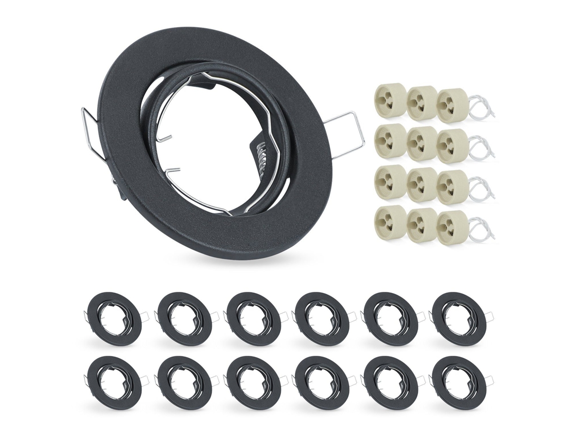Kit de 12 focos LED empotrables GU10 redondos orientables a 30° con marco cromado para halógeno y casquillo. Ideal para el centro de... Nettlife