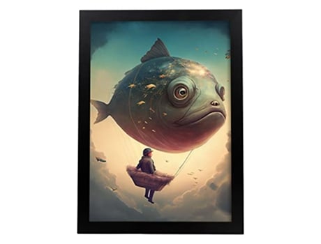 NACNIC Poster Pez Zepelín En Estilo Surrealismo Cinematográfico Ilustraciones Y Grabados De Historieta Abstracta Y Artística A3 Marcos Negros