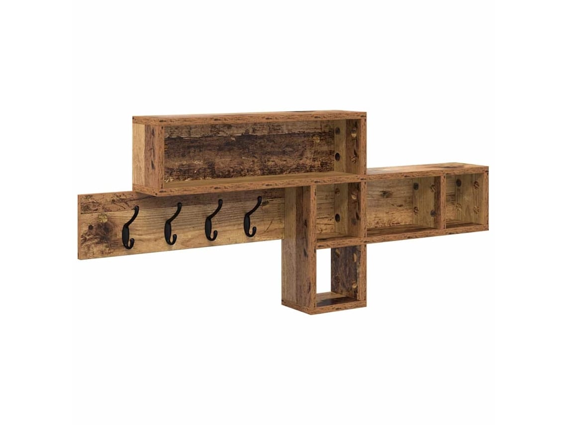 Maison Exclusive - Perchero De Pared Con Estante Madera Vieja 100 X 12 X 43,5 Cm
