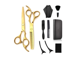 Tijeras de corte de pelo 10 tijeras de pelo profesionales con tijeras de adelgazamiento peine capa y clip (dorado)