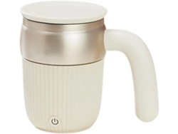 Taza de café recargable con mezclador magnético automático, 443 ml (15 oz), para café, leche y té (blanca)