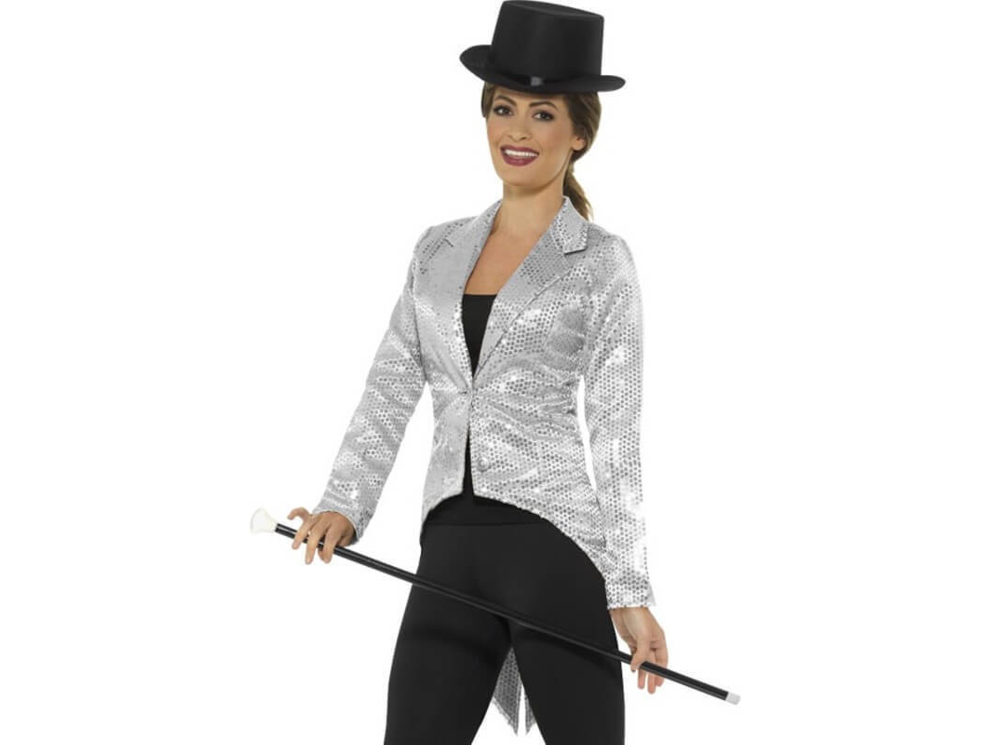 Disfraz de Mujer DISFRAZZES Chaqueta Plateada Con Lentejuelas (Talla: M)
