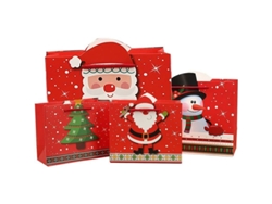 Juego De Bolsas De Regalo Navideñas (12 Piezas) - Rojo - Pequeño, Mediano, Grande