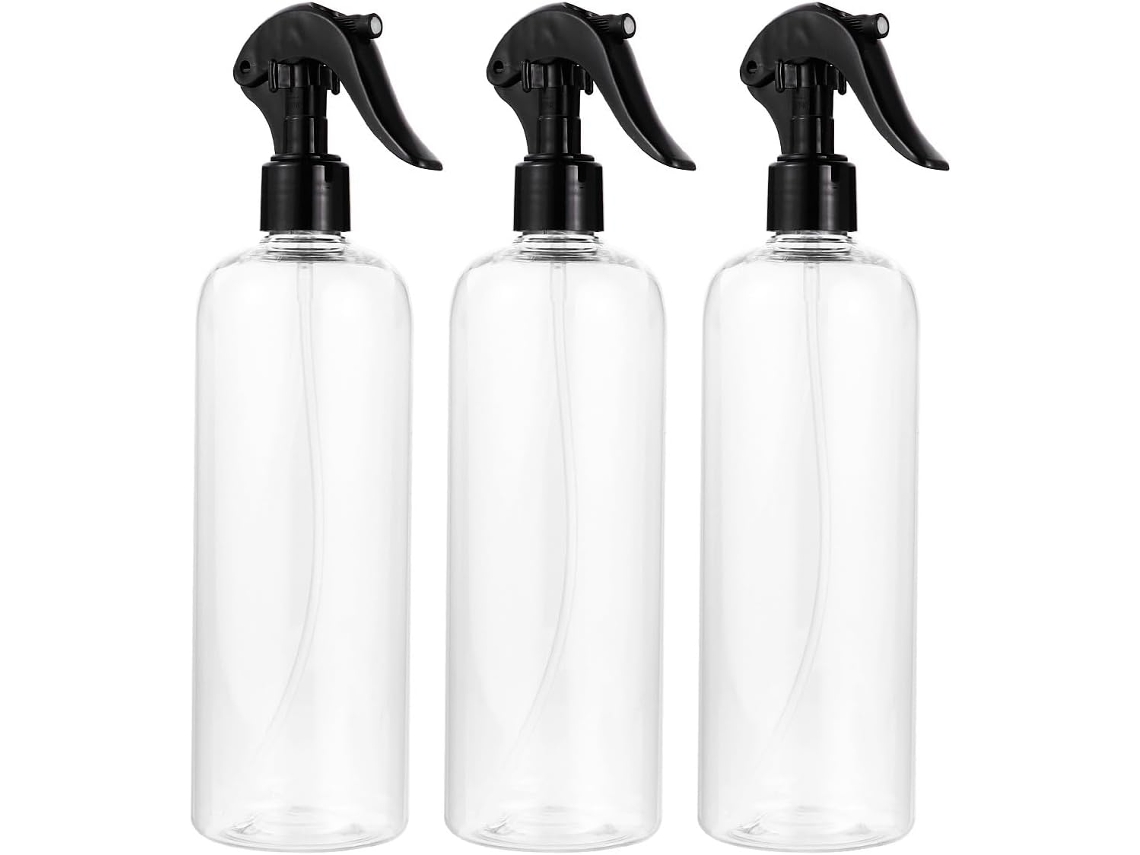 Ciieeo Com 3 Frascos De Spray De Plástico Preto Recarregáveis De 500ml