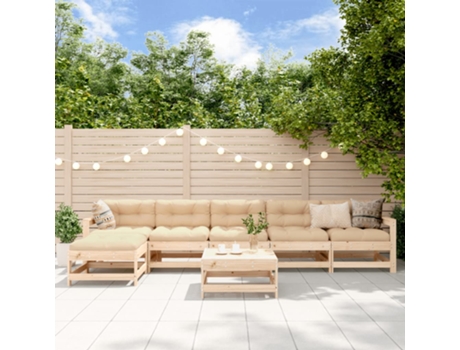 Conjunto 7 de muebles de jardín VIDAXL y cojines madera maciza