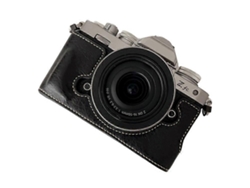 Estuche de piel sintética con textura de búfalo compatible con Nikon Z Fc, estuche de cámara de medio cuerpo con ranura para batería Facpoet