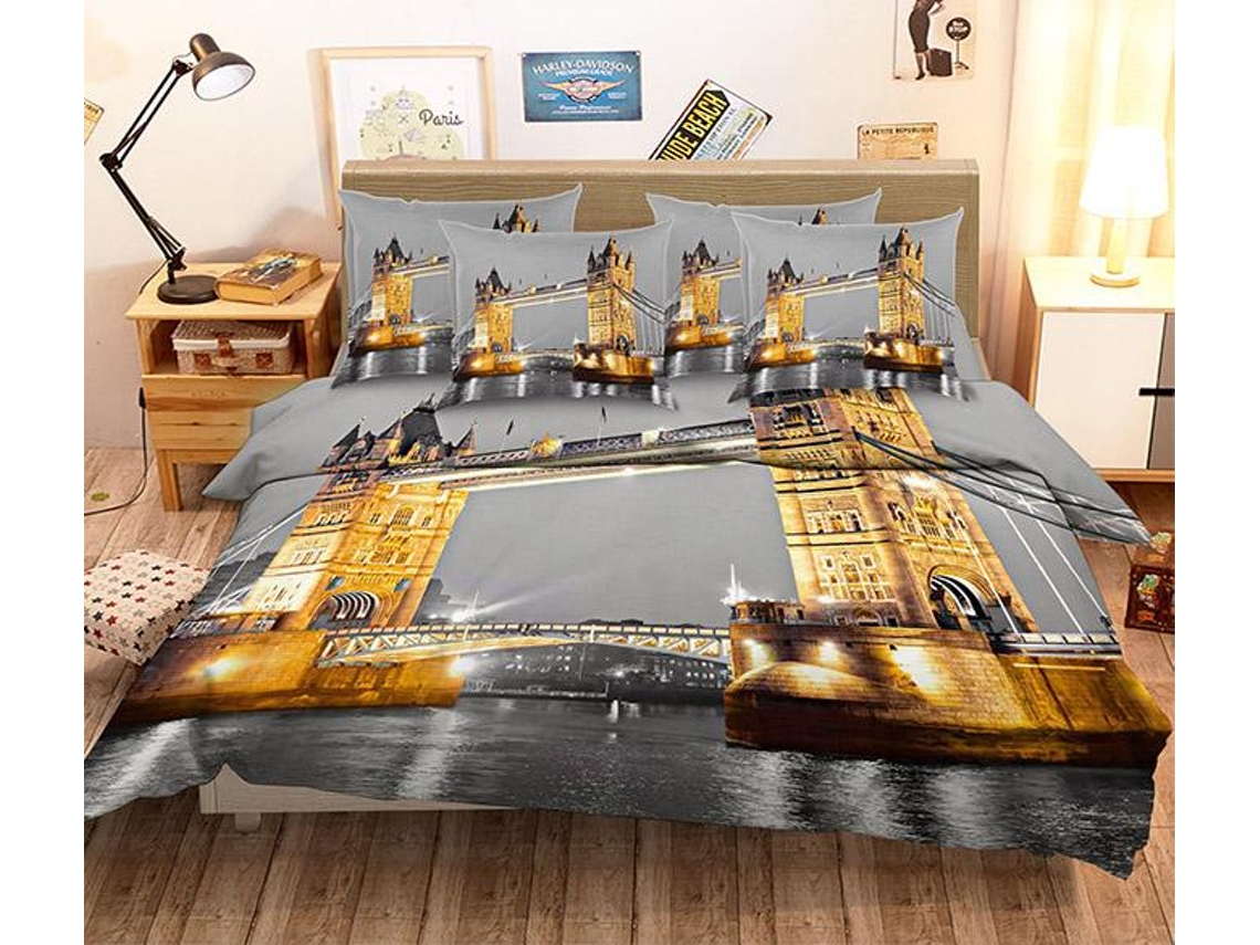 Funda de Edredón AJ WALLPAPER 3D Puente de la torre de Londres 6 (200 x 225cm)