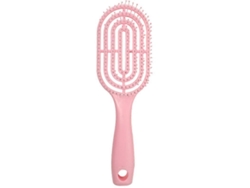 Peine suave con mango largo y hueco para cabello rizado, peine masajeador (rosa)