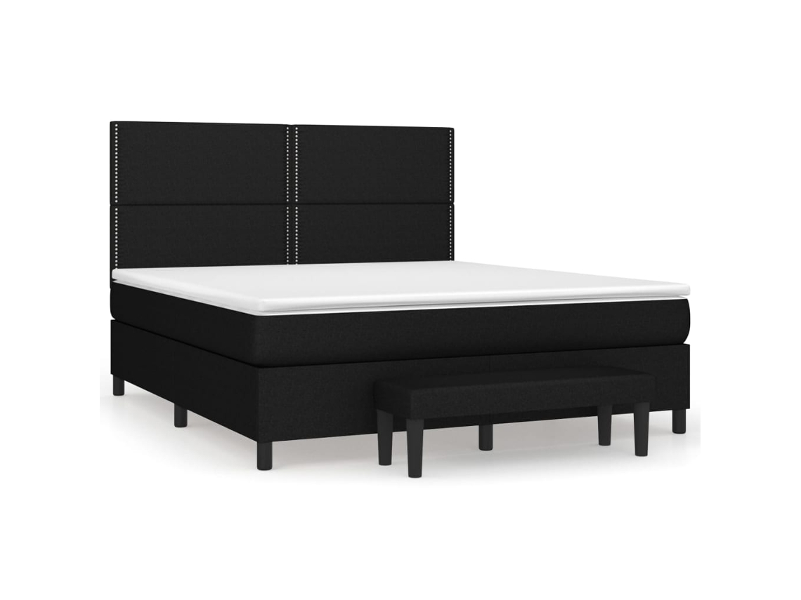 Maison Exclusive - Cama Box Spring Con Colchón Tela Negro 180x200 Cm