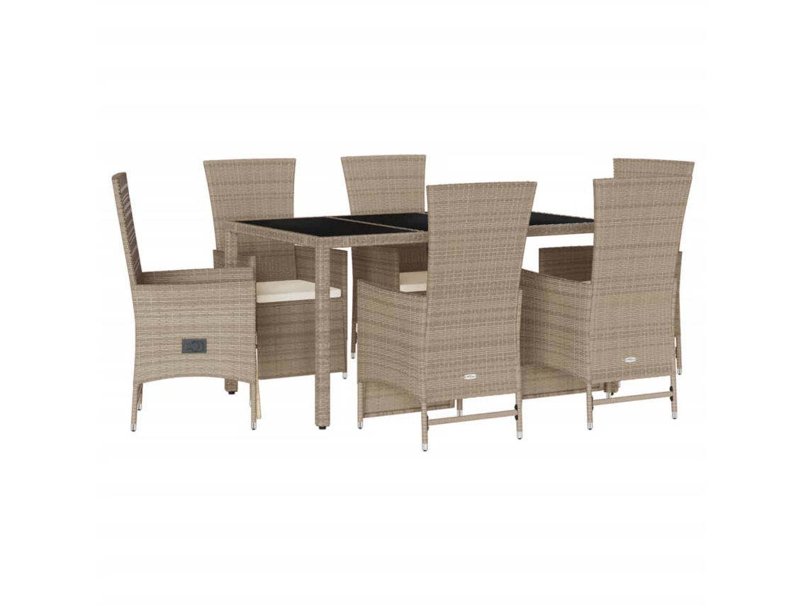 Maison Exclusive - Set Comedor De Jardín 7 Pzas Con Cojines Ratán Sintético Beige